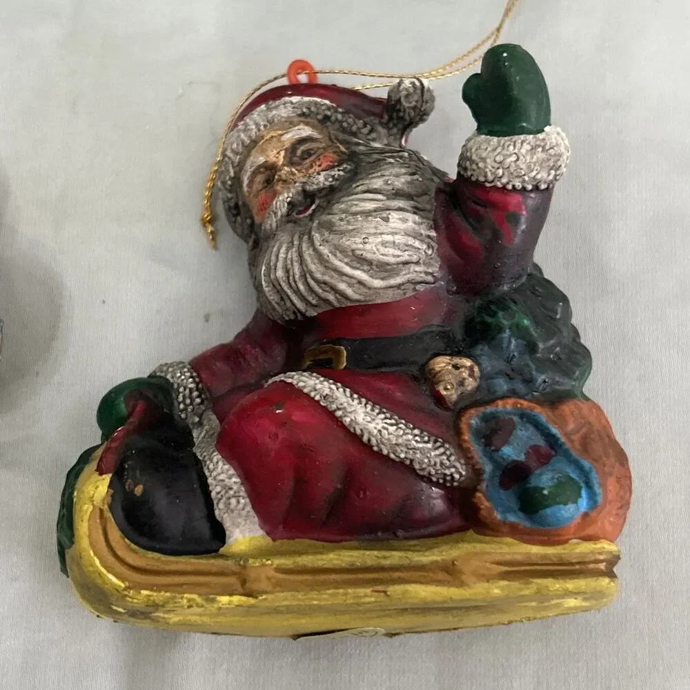 Vintage Old World Santa Ornaments Christmas Tree Decor Set of 3 Figurines